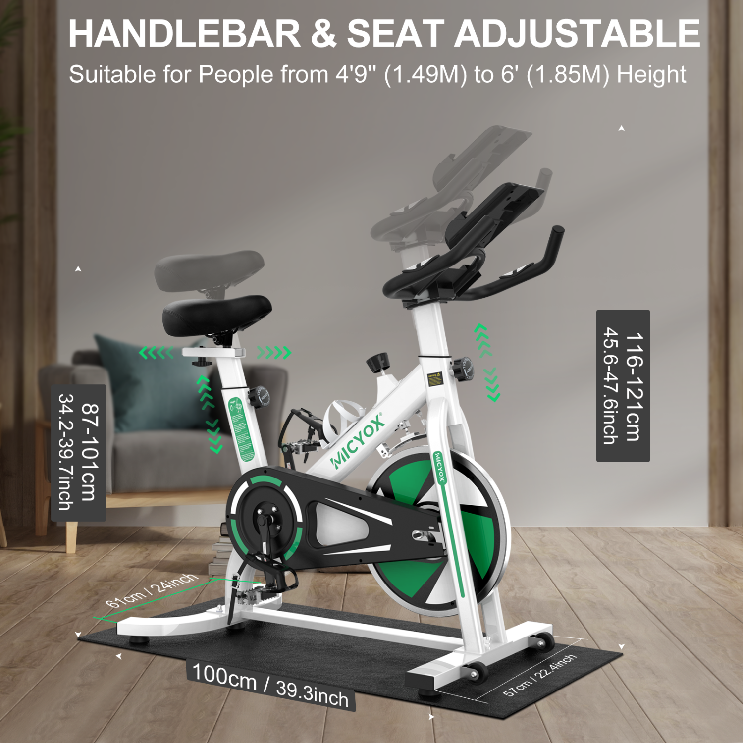 Micyox MX87 Exercise Bike Magnetic Resistance Indoor Cycling Bike | White