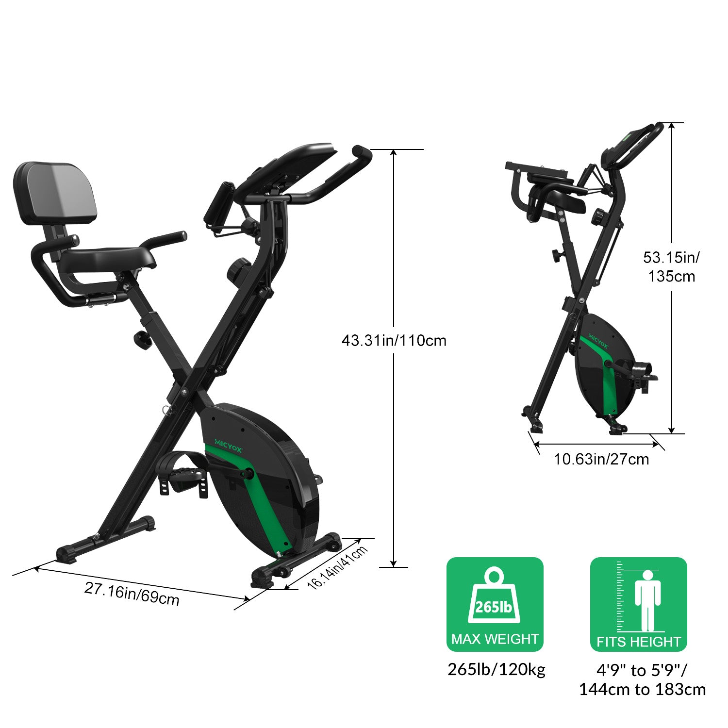 Micyox MX-600 magnetisches faltbares Indoor-Cycling-Fahrrad