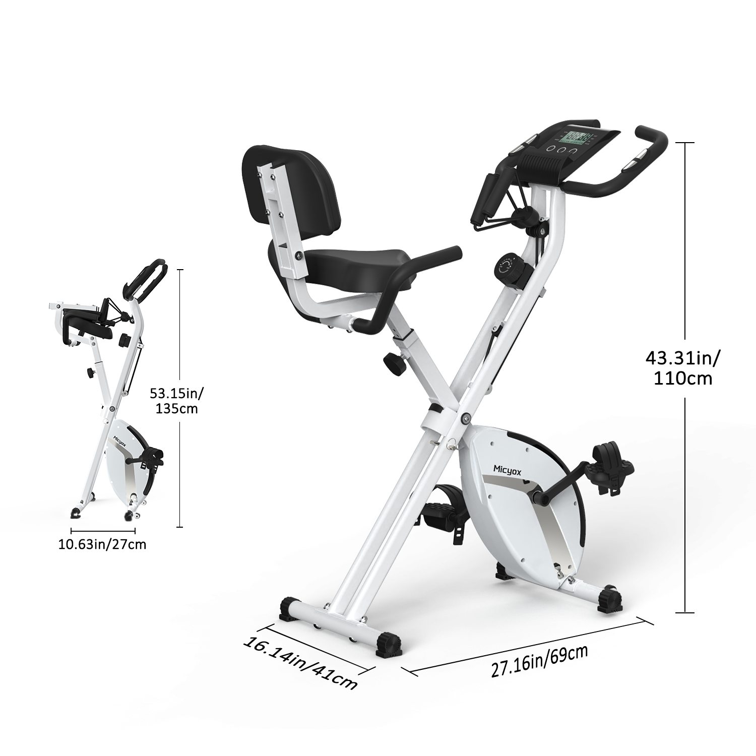Micyox MX717 Magnetic Foldable Indoor Cycling Bike | White