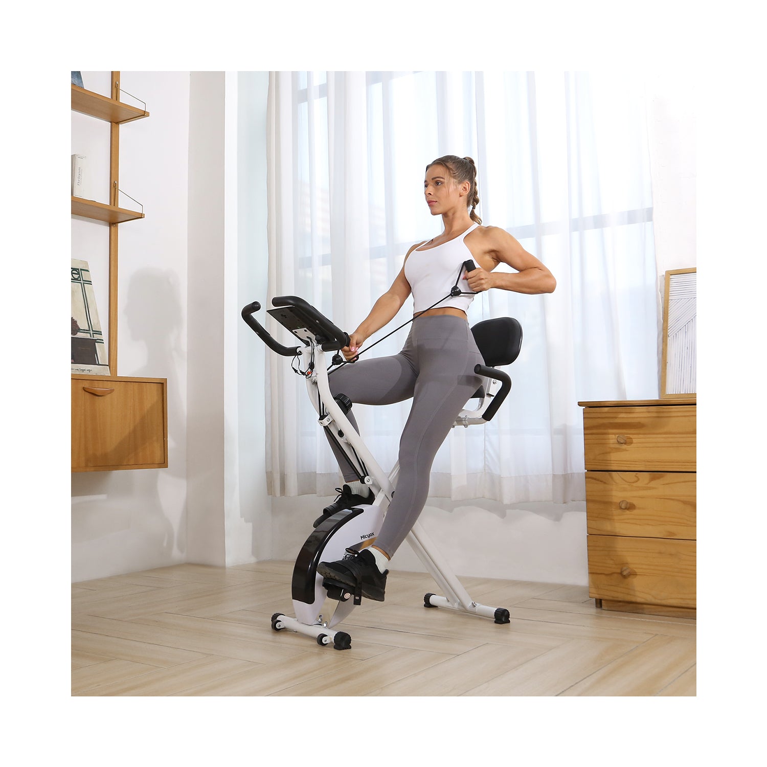 Micyox MX600 Magnetic Foldable Indoor Cycling Bike | White
