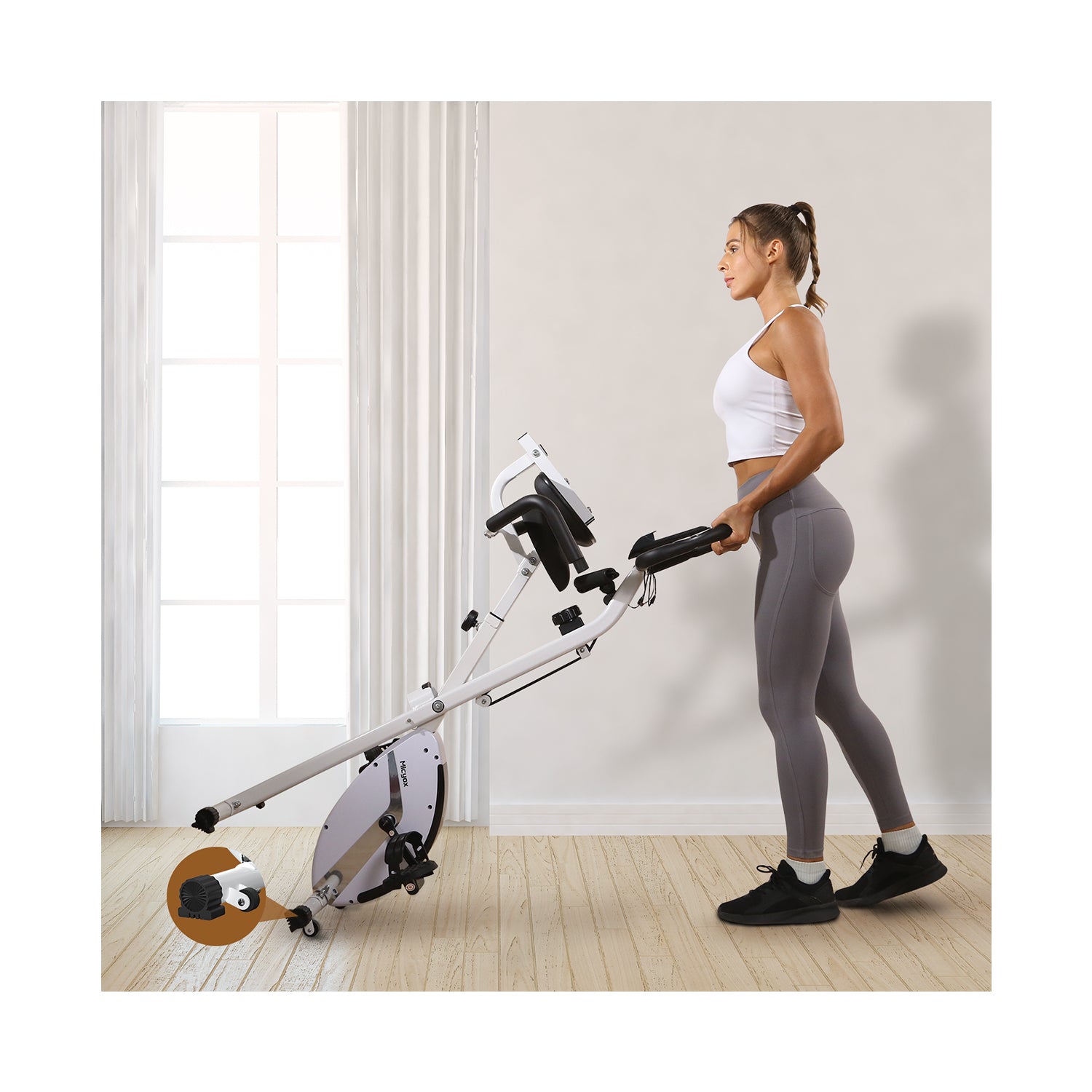 Micyox MX717 Magnetic Foldable Indoor Cycling Bike | White